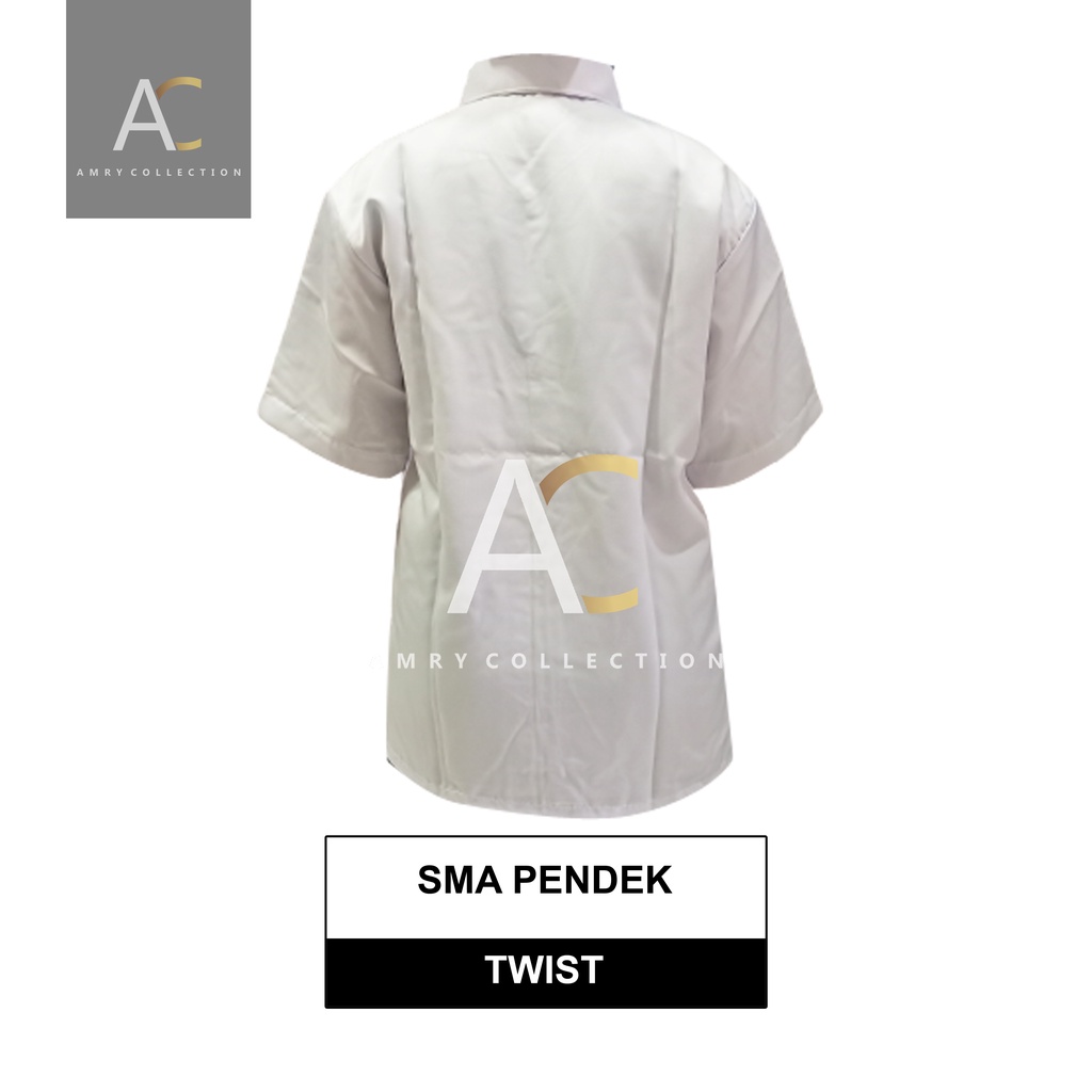 Baju putih SMA pendek kain licin / twist high Kemeja pendek Seragam sekolah