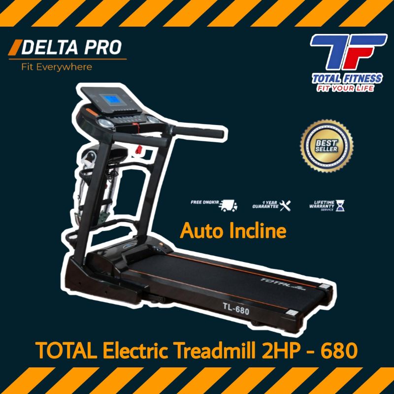 Treadmill Elektrik - TOTAL TL-680 2HP Auto Incline Treadmill Listrik