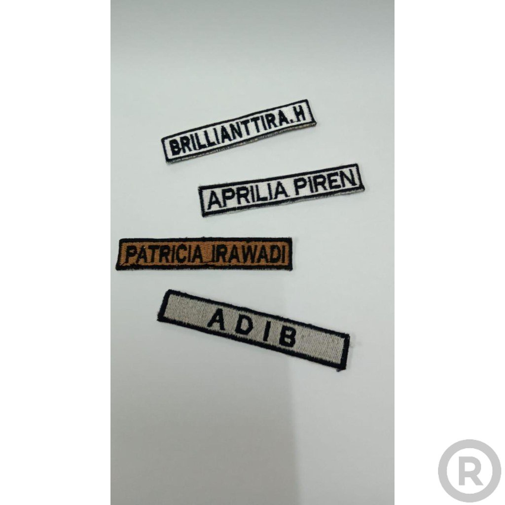 

BORDIR NAMA/NAME TAG/LABEL NAMA/PAPAN NAMA/NAMA SERAGAM/NAMA SEKOLAH Bordir Nama Custom