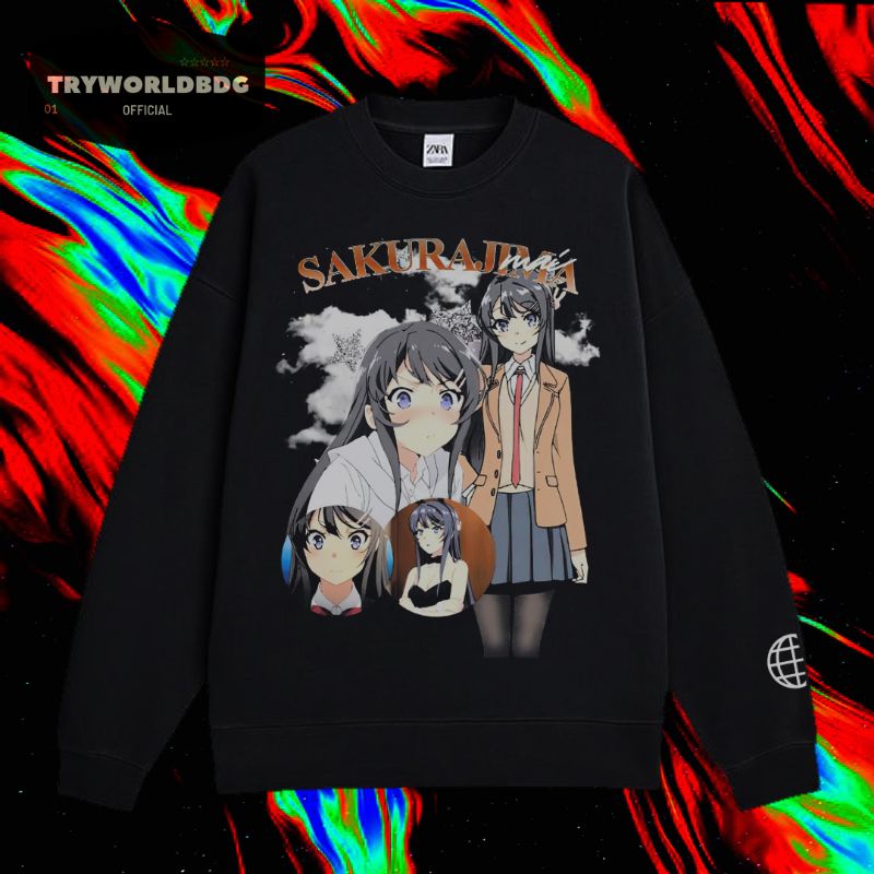 TRYWORLDBDG OFFICIAL "MAI SAKURAJIMA" CREWNECK | SWEATER | HOODIE | ANIME | CREWNECK SEISHUN BUTA YA