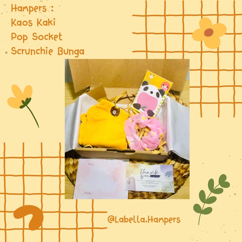 

Hampers Scrunchie + Kaos Kaki + Sticky Notes| Gift Box | Kado Ulang Tahun | Kado Wisuda | Kado Valentine | Kado Murah | Souvenir | Kado Cewek | Kado Cowok | Hampers Murah | Hampers | Kado Imlek | Kado lebaran | Kado Murah | Kado natal | Souvenir