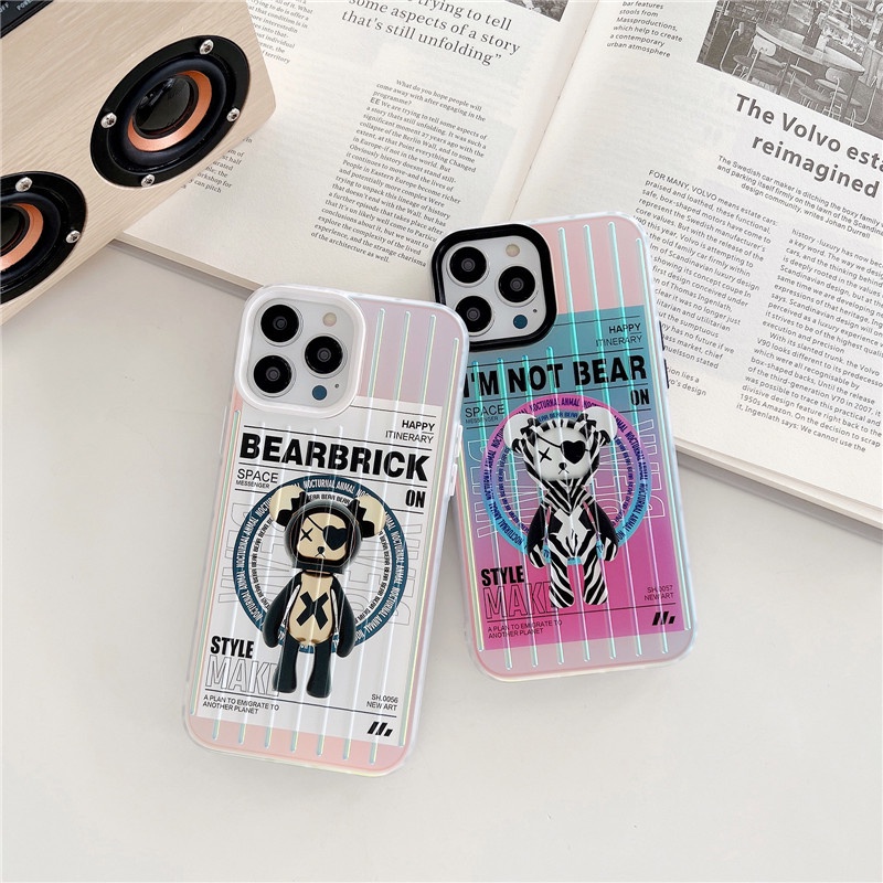 Soft Case Desain Beruang Aurora Laser Untuk IPhone 14 13 12 11 Pro Max