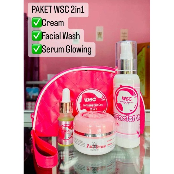 PAKET SUPER GLOWING WSC SKINCARE 2IN 1 ORIGINAL BPOM  100% SUPER AMPUH