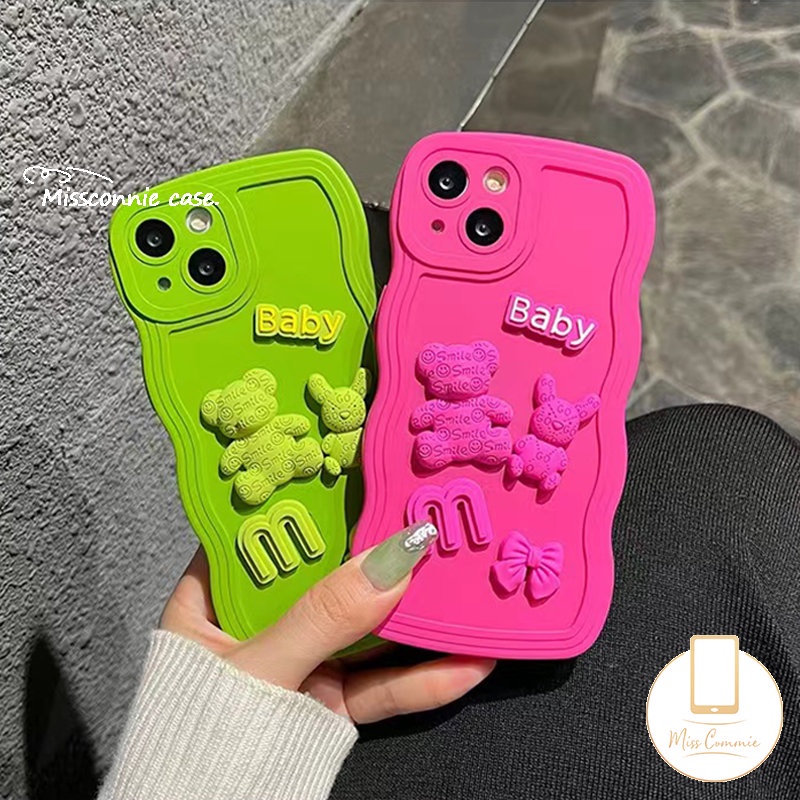 Casing iPhone 11 7 8 Plus XR 12 13 14 Pro MAX 14 Plus X XS MAX Motif Boneka Beruang 3D