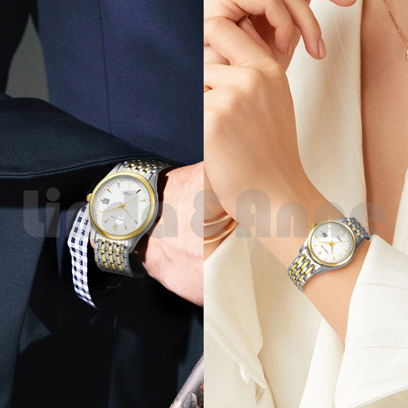 Jam Tangan Wanita Couple Pria Mewah Analog Bisnis Strap Rantai Automatic Anti Air Import Watch