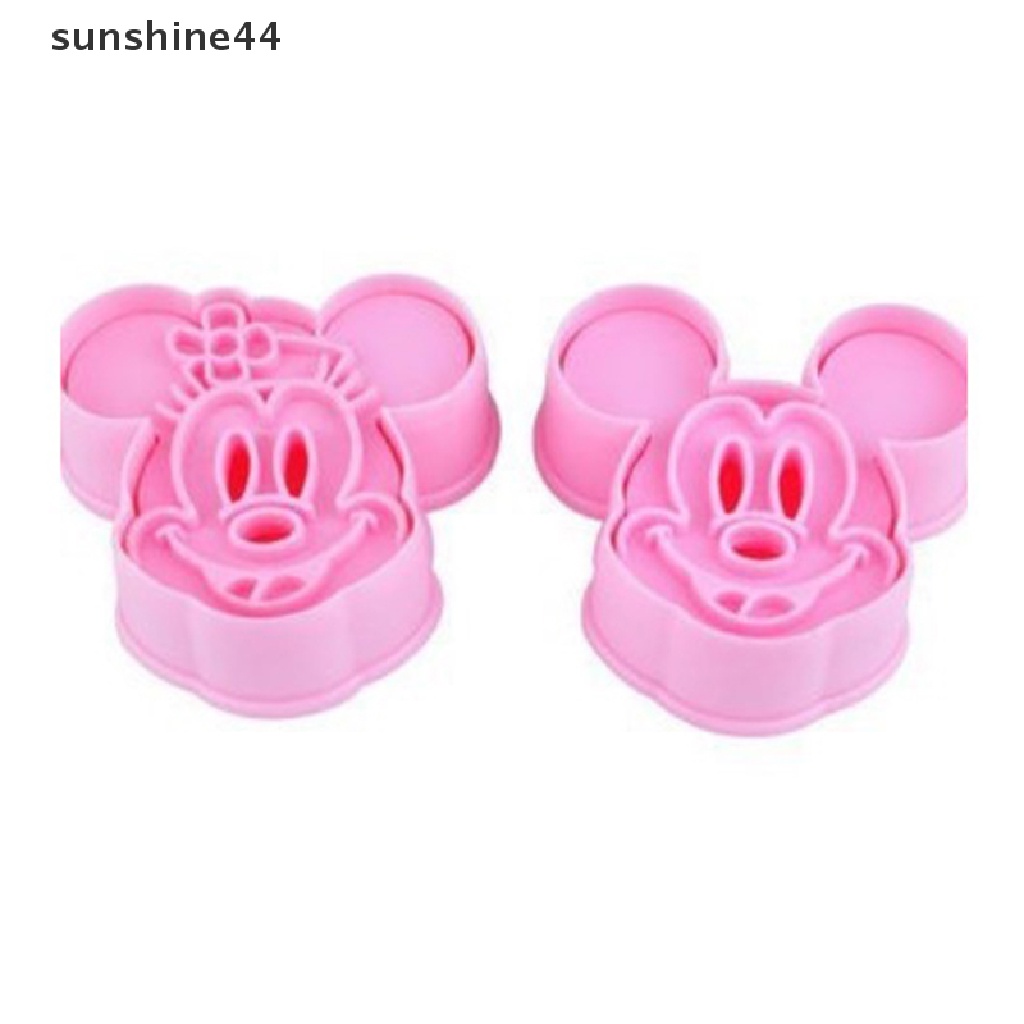 Sunshine 2pcs / set Cetakan Pemotong Kue / Biskuit Bentuk Kucing Bahan Plastik Food Grade