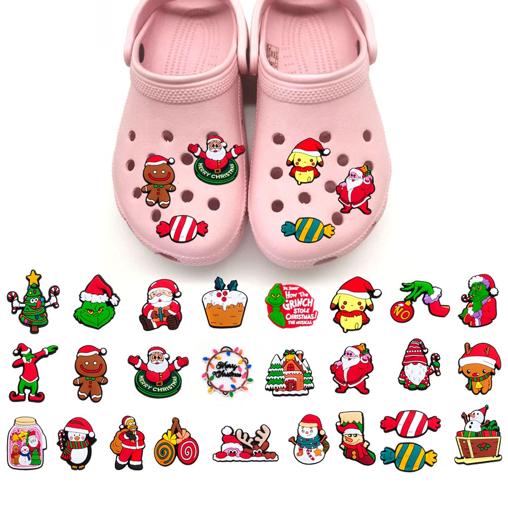 26pcs / set Charms Sepatu Natal Bahan PVC Untuk Dekorasi Gelang