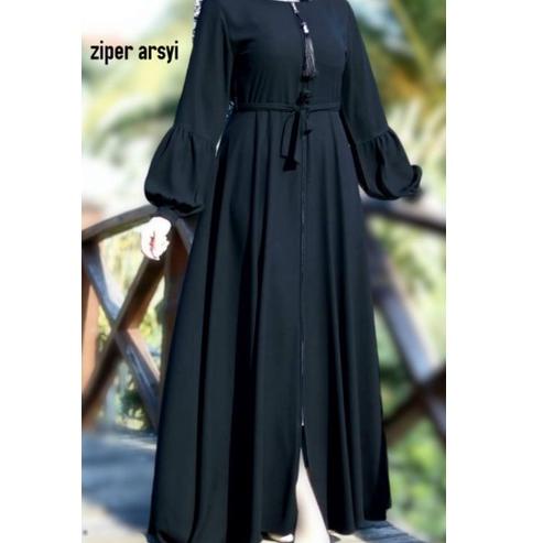 Abaya Turkey Hitam Gamis Dress Maxi Arab Saudi Bordir Turki Dubai Ziper Arsyi ▫ LBR.18Oc22ᴾ