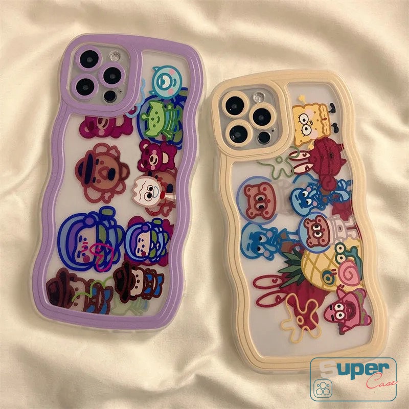 Wavy Edge Soft Case Oppo A17 A15 A95 A17K A57 A78 A77s A96 A12 A76 A55 A16K A16 A9 A5 A1K A5s A3s A54 A74 A15s Reno 8T A54S A7 A16s A52 A33 A72 A35 A32 Kartun Disney Animals Case