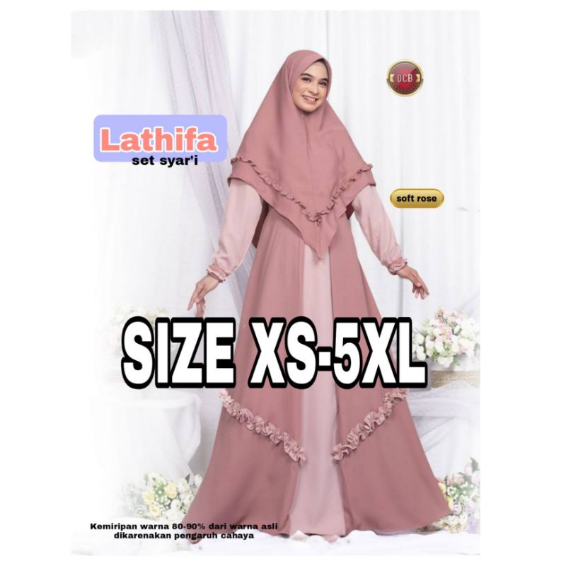 Lathifa set Khimar syar'i/ couple keluarga ibu dan anak perempuan/ gamis jumbo / sarimbit keluarga/ 