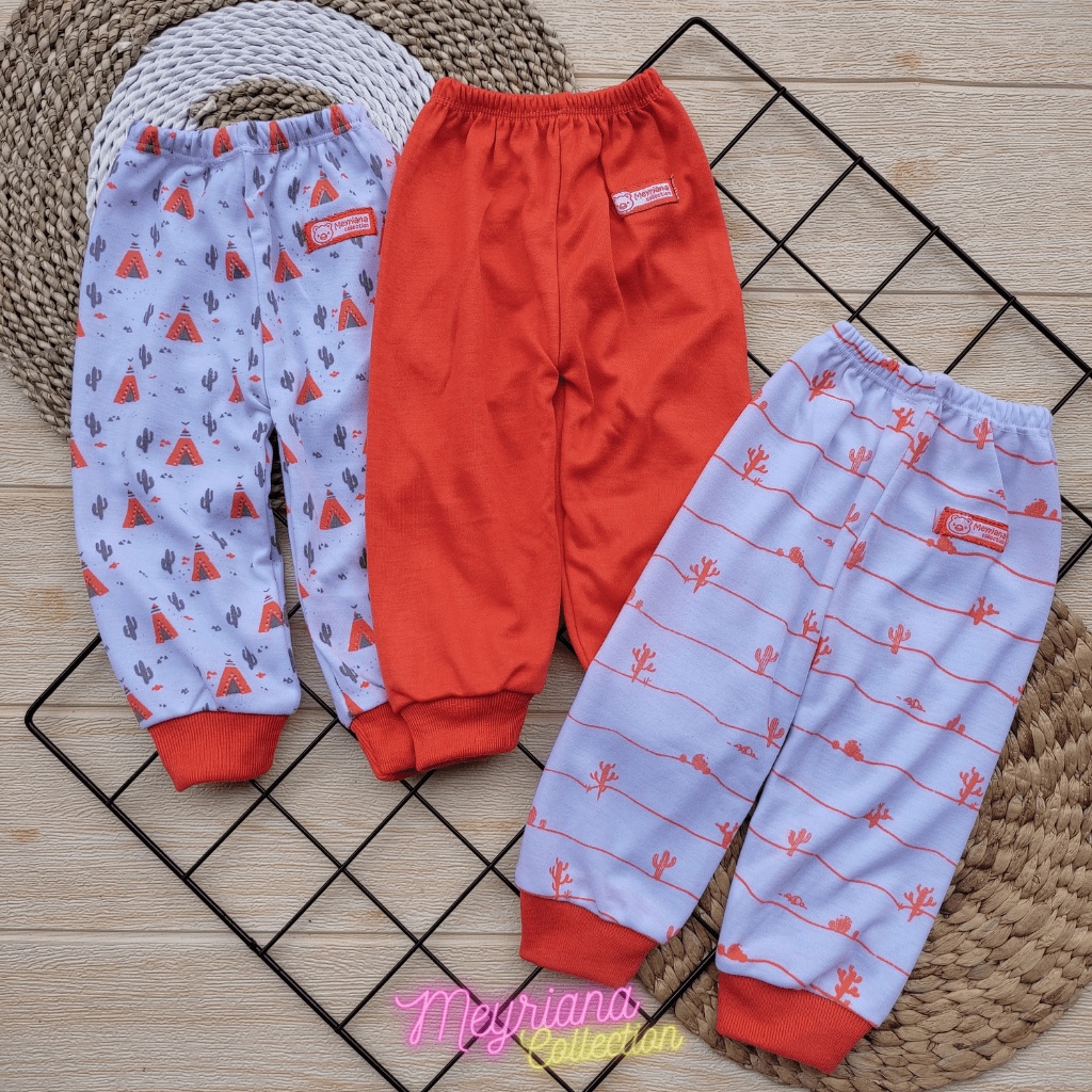 3 Pcs Celana Panjang Bayi Baru Lahir Seri Orange Meyriana Collection