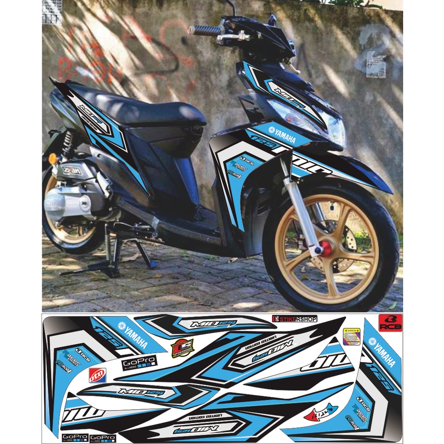 STRIPING MIO M3/MIO Z CONCEPT RACING WARNA HITAM LIS BIRU MUDA