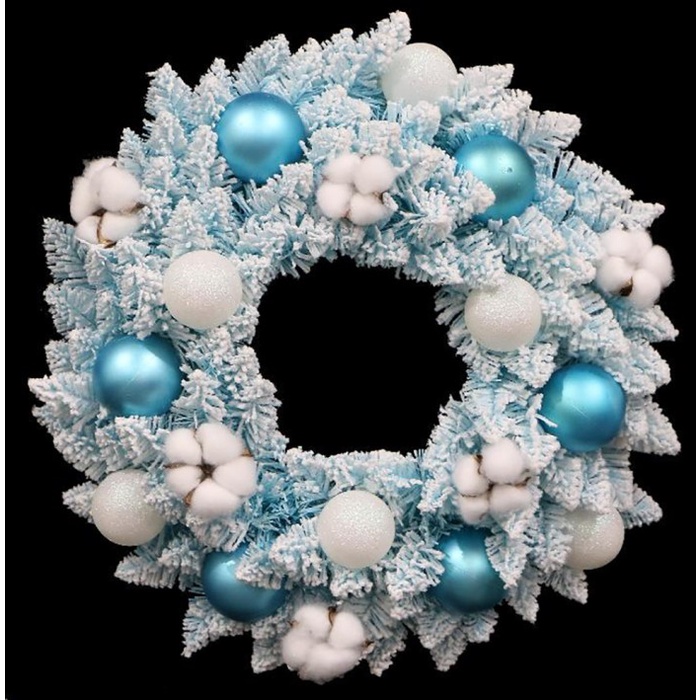 HIASAN KRANS NATAL / BIRU SALJU 40CM DEKORASI HIASAN GANTUNGAN NATAL