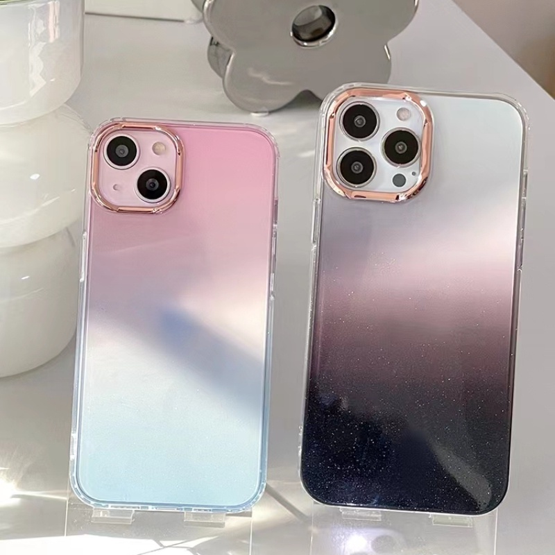 Case Bahan TPU Transparan Aksen Glitter Warna Gradasi Untuk Iphone 14 Pro MAX 11 Pro MAX 12 13 Pro MAX