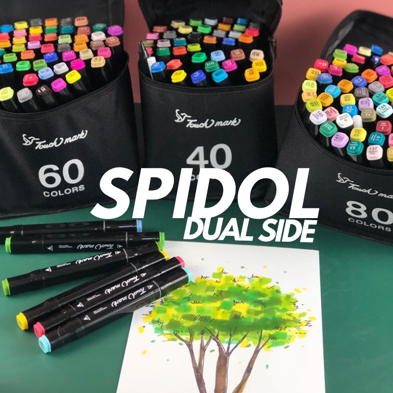 

Spidol Dual Side Fine Art Brush Pen Art Marker Set - HL0270 spidol menggambar 24/48 WARNA