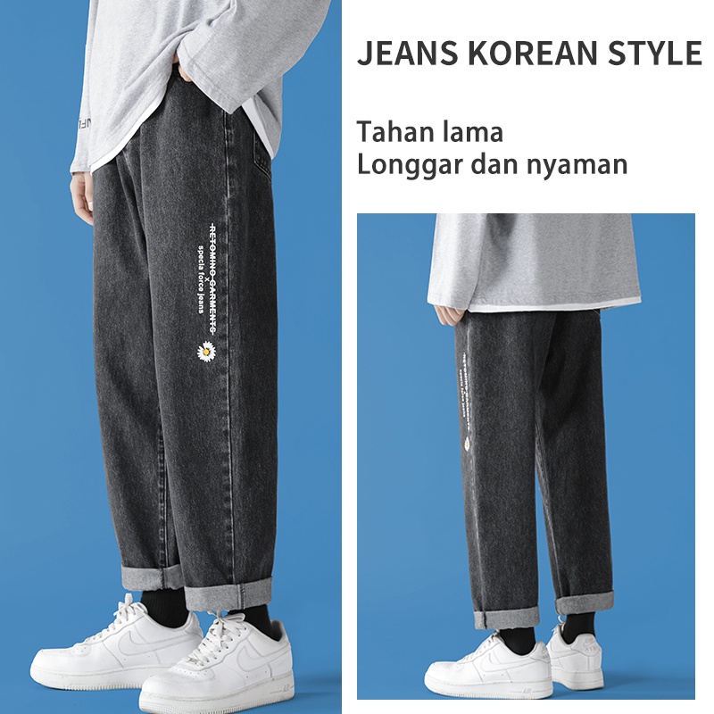 Celana jeans pria Oversize baggy pants korean style celana kasual pria fashion celana panjang celana kulot pria celana korean style pria baggy pants boyfriend jeans longgar Celana denim gombrang celana cowo