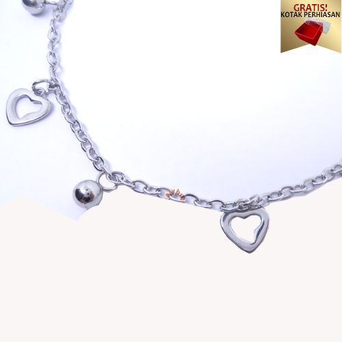 Gelang Tangan Wanita Titanium anti karat Love Gelang Kaki Anti Luntur Model Terbaru Bonus Kotak Perhiasan - Lovelybutik