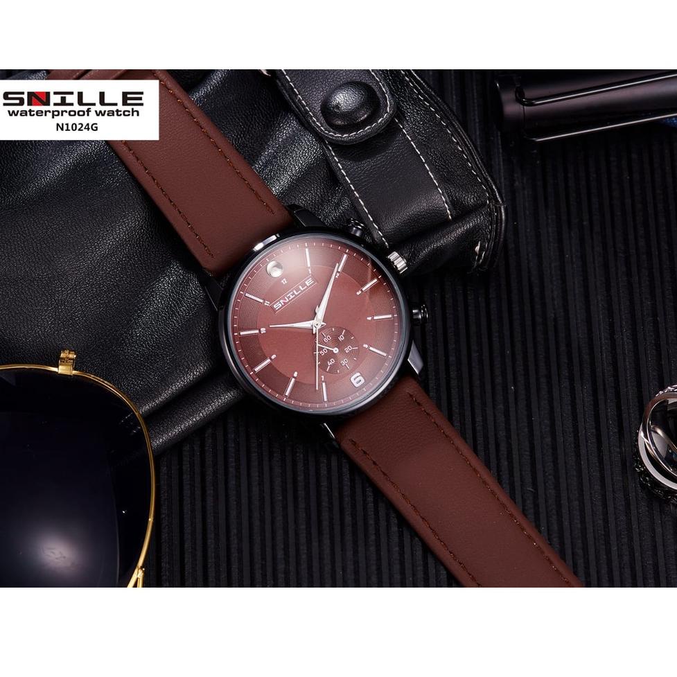 NCH❤️ Jm Tangan Pria Snille N1024G Kulit Original Anti Air {  Box+Batrey} Laris