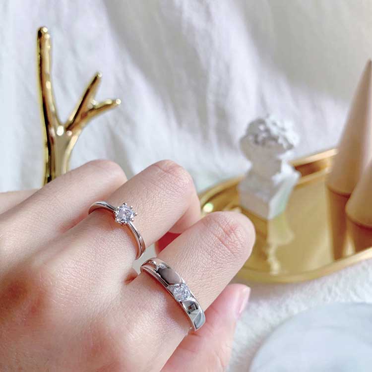 Cincin Kristal Zircon Berlian Bahan S925 Sterling Silver Gaya Korea Untuk Pria Dan Wanita