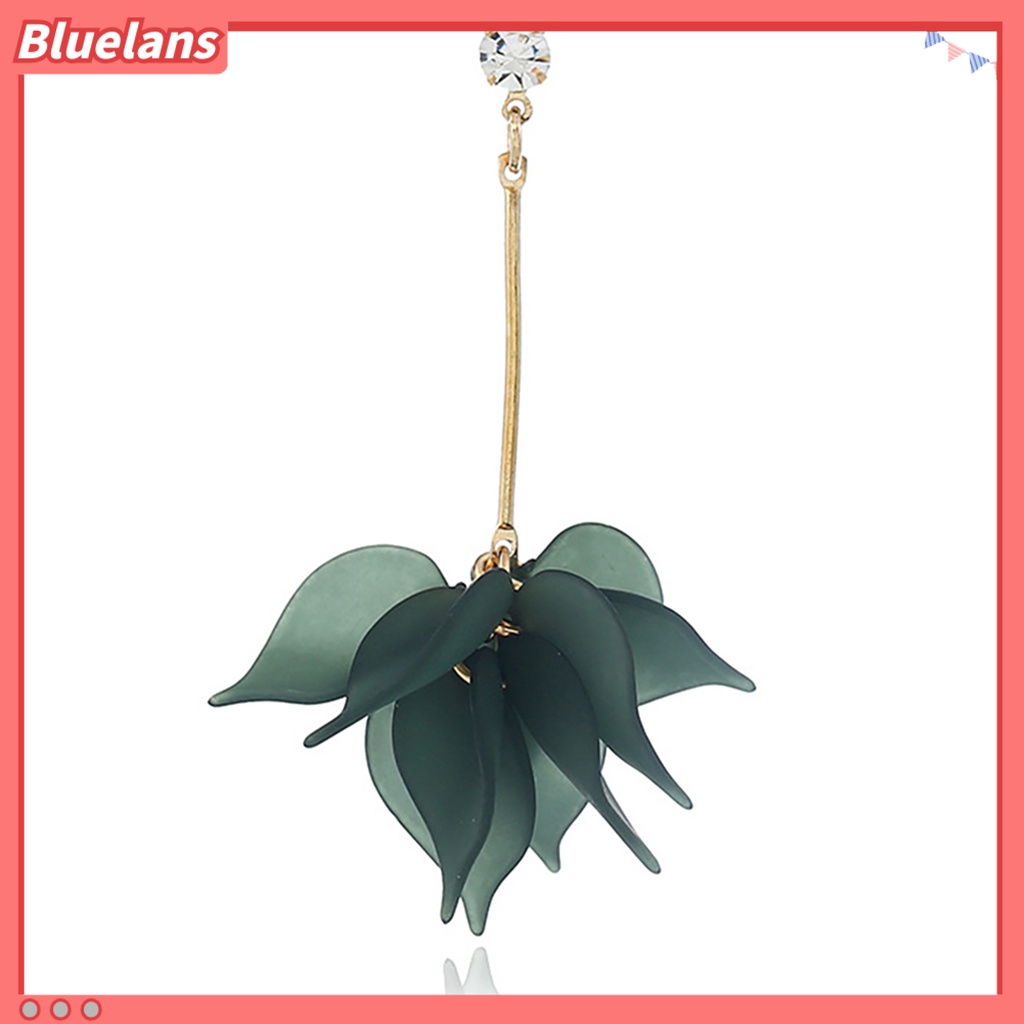 Bluelans 1Pair Drop Earrings Flower Petals Pendant Ear Decoration Alloy Women Long Dangle Earrings Party