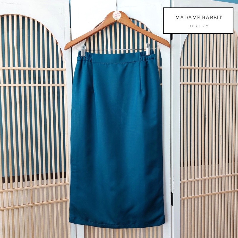 MADAME RABBIT / Rok Kebaya /Rok Polos Kerja Kantor Wanita Biru Tosca /  Rok Wanita
