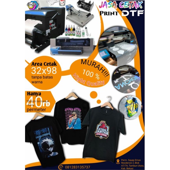 Jasa Cetak Print DTF khusus meteran||Murah