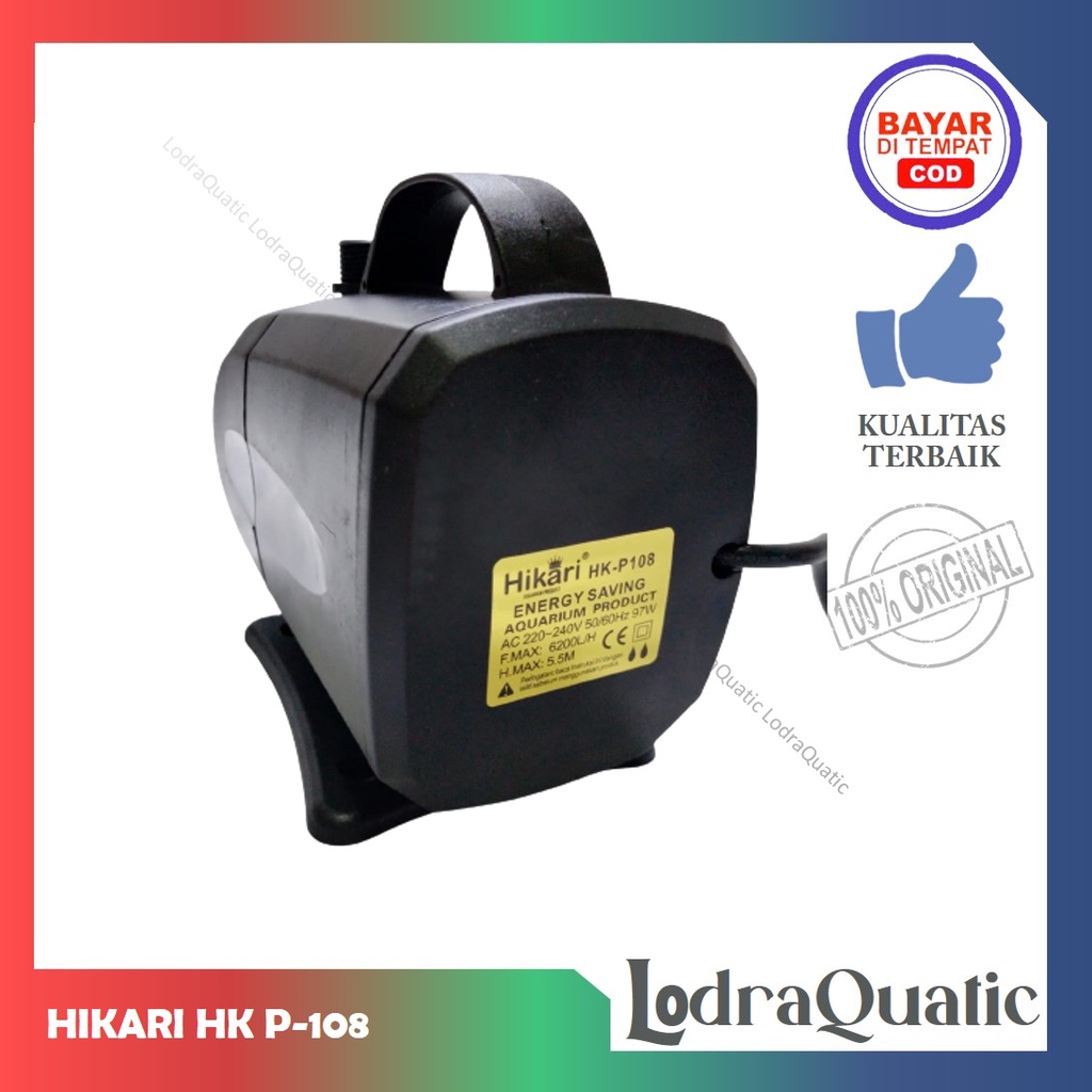 PROMO MURAH HIKARI HK-P 108 POMPA KOLAM IKAN HIKARI HK-P 108 NAIK 5,5 METER POMPA 6200 LITER PER JAM POMPA AIR HIDROPONIK POMPA KOLAM KECIL POMPA AQUARIUM BESAR FILTER AQUARIUM FILTER KOLAM IKAN KOI FILTER POMPA AIR LAUT MARINE