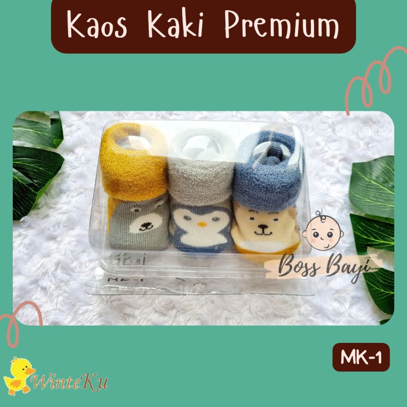 WINTEKU Kaos Kaki Premium Kemasan Mika 1 set 3 pasang 0-12M