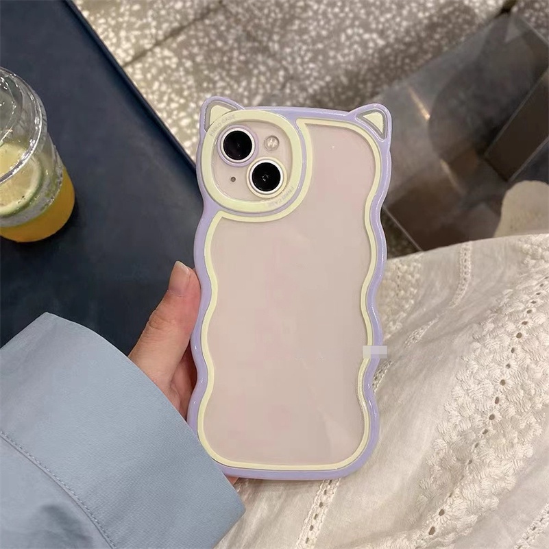 Soft Case Pelindung Bahan Silikon Transparan Gaya Korea Untuk iPhone 14 13 12 11 Pro Max X Xr Xs Max 8 7 Plus