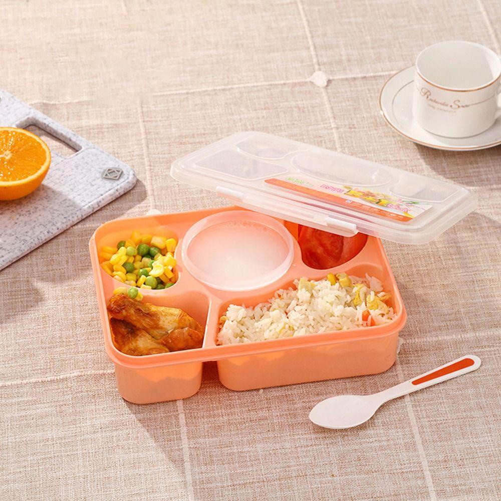 Preva Five Grids Lunch Box Mudah Dibersihkan Sealed Waterwash Microwave Bento Box