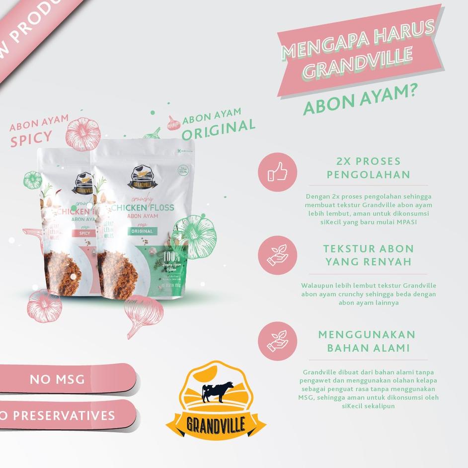 

Cepat laku--Grandville Abon Sapi Ayam Crunchy Original Makanan MPASI Instan Snack Anak Non MSG Halal Praktis