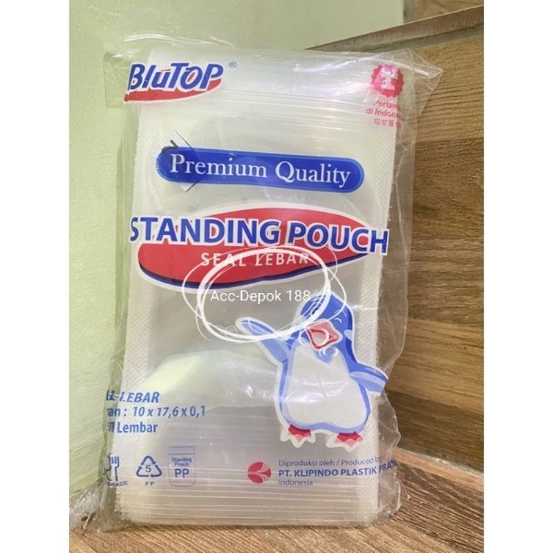 Standing Pouch BLUTOP 10X17,6 Cm Double Seal / Plastik Klip Berdiri / Zipper Lock Isi 50 Lembar