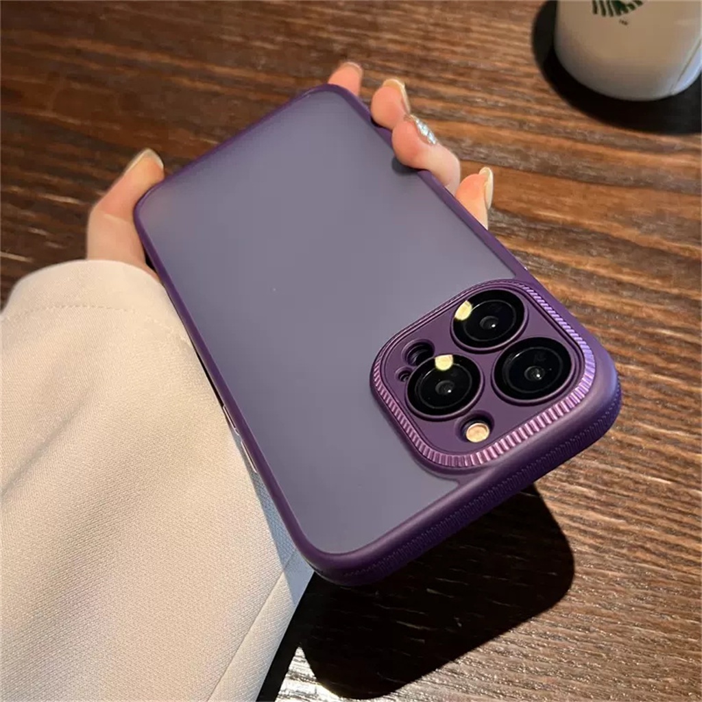 Casing Hardcase Silikon matte shockproof Warna Ungu Untuk iphone 14 pro max 12 13 pro max 14 plus