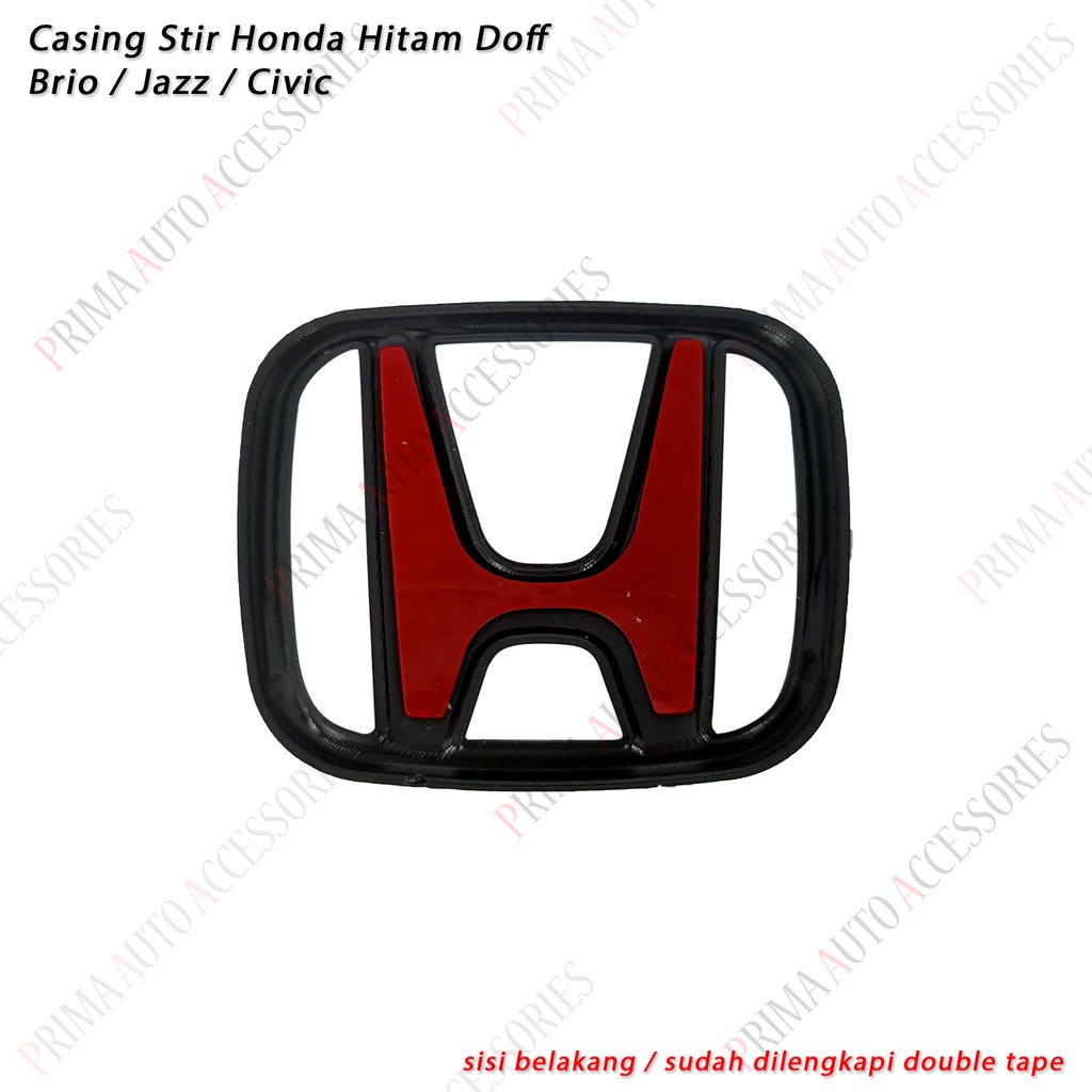 Casing Logo Stir H Honda BRIO JAZZ CIVIC Hitam Doff 5cm x 4,2cm