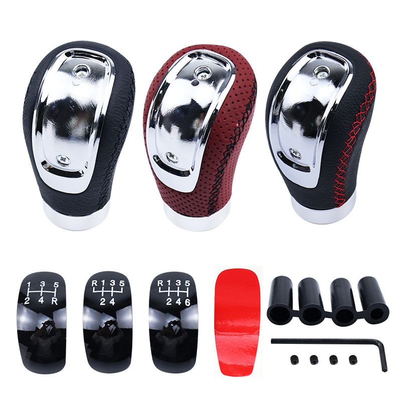 Knob Tuas Perseneling Mobil 5/6 Kecepatan Knop Perseneling Bahan PU Sarung Knob Shift + Adapter