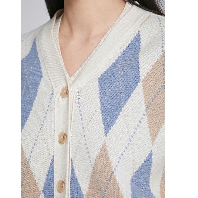 Booming Good Day Argyle Wool Cardigan