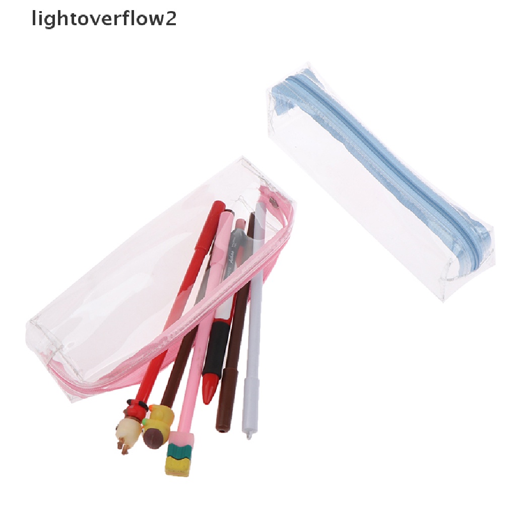 (lightoverflow2) 1pc Tas Organizer Pensil / Kosmetik / Makeup Transparan Dengan Resleting