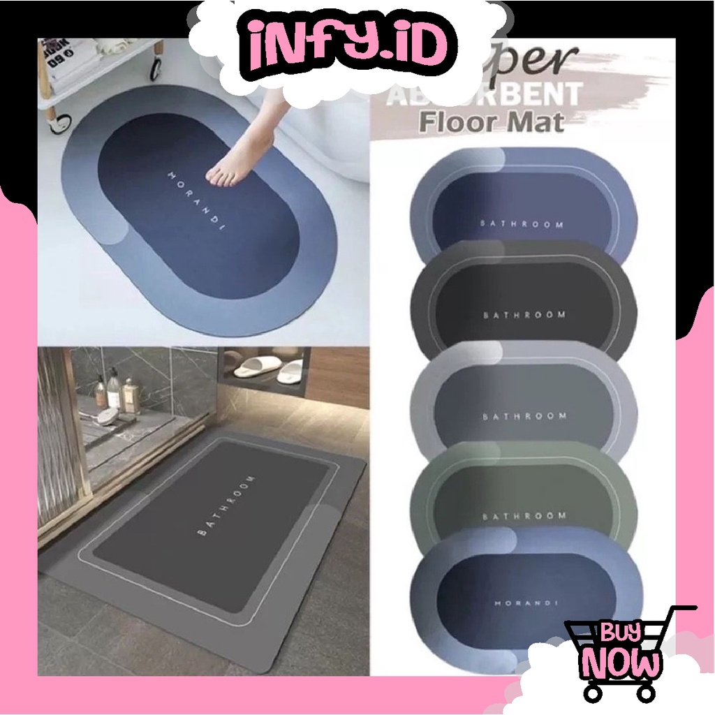 INFY - PROMO Keset Kaki Diatomite Nyerap Air / Alas kaki Diatomite Anti Slip Anti Bau Nyerap Air Anti Bakteri/ Lap Kaki Lentur Murah!! R802