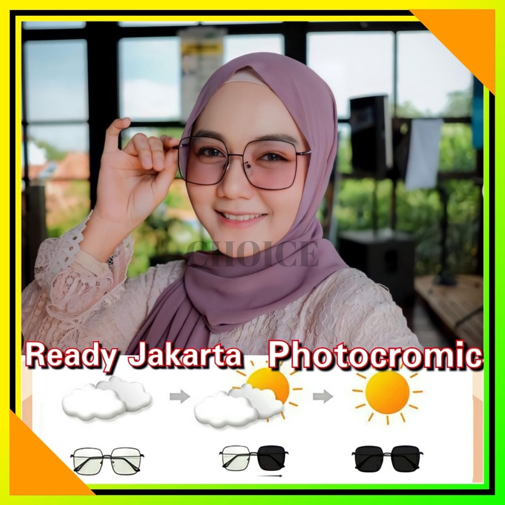 Kacamata Lensa Photocromic KM293 2 in 1 anti Radiasi Wanita Pria Kacamata Bingkai Titanium Perubahan Warna