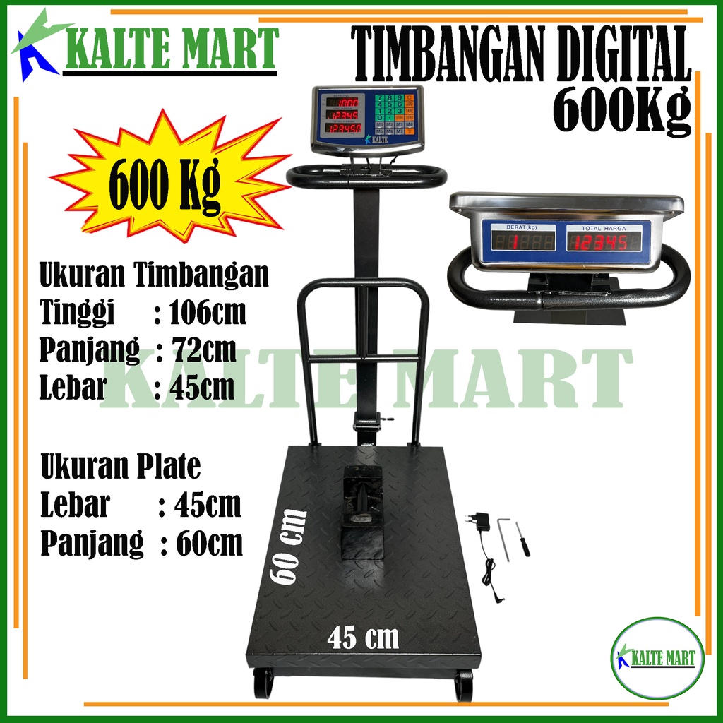 KALTE Timbangan Duduk Digital 600kg, Timbangan Barang 600kgkg Timbangan duduk, Timbangan Industri, Timbangan Besi, Kargo