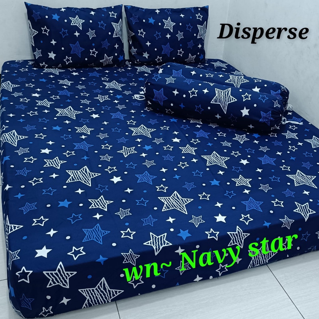 SPREI MOTIF NAVY STAR MERAH HITAM NEW SET SARBAL SARGUL HOMEMADE BERKWALITAS