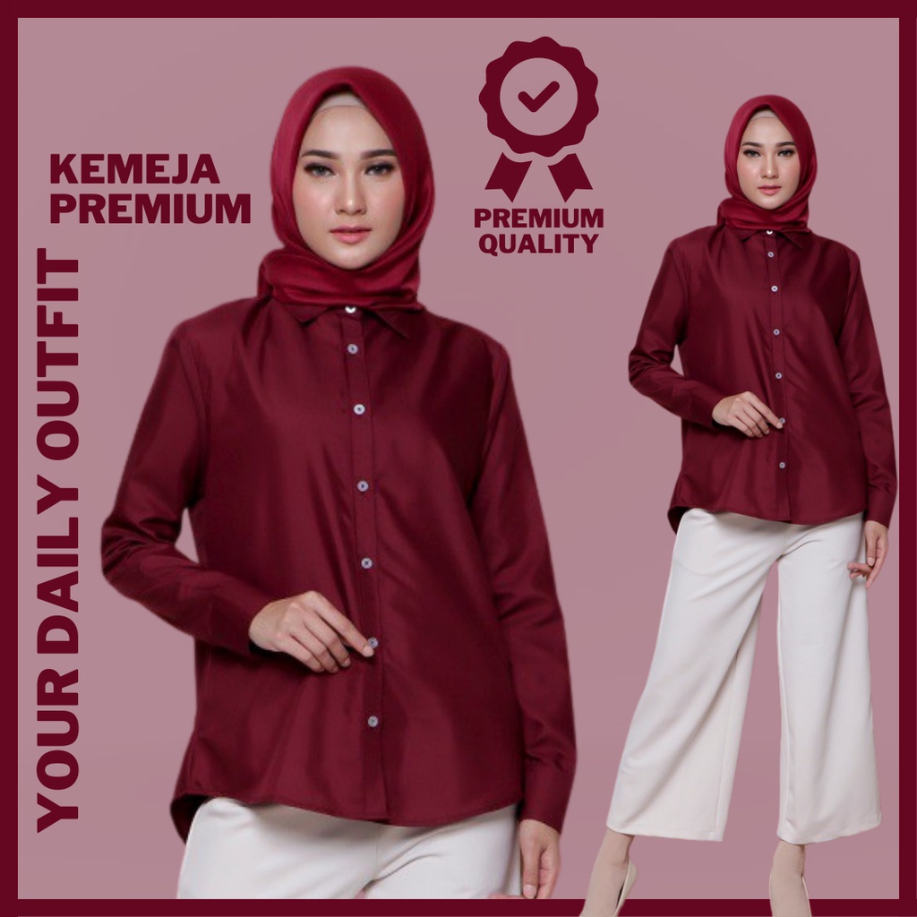 Kemeja Wanita Lengan Panjang Kekinian - Baju Atasan Wanita Terbaru Femiine Premium - Baju Kemeja Put
