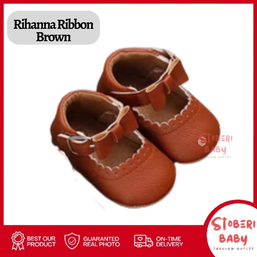 PUNCAK 3.3 stoberi baby - PREWALKER Sepatu Anak Bayi Baby Shoes Sandal Casual Socks Anti Slip Bahan Import / RIHANNA RIBBON
