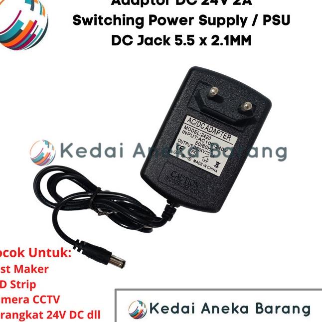 Diskon sekarang--Adaptor 24V 2A High Quality, 24 Volt 2 Ampere Switching Power Supply SMPS PSU DC Ja