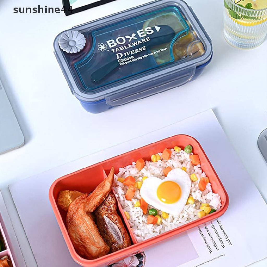 Sunshine Kotak Makan Bento Portable Bentuk Persegi Panjang Anti Bocor, Bisa Untuk Microwave