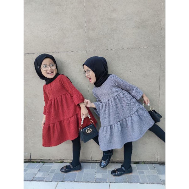 Tunik River Knit 3-9 Tahun Tunik Anak Premium Vohara Dress River Knit kekinian Dress Anak Viral