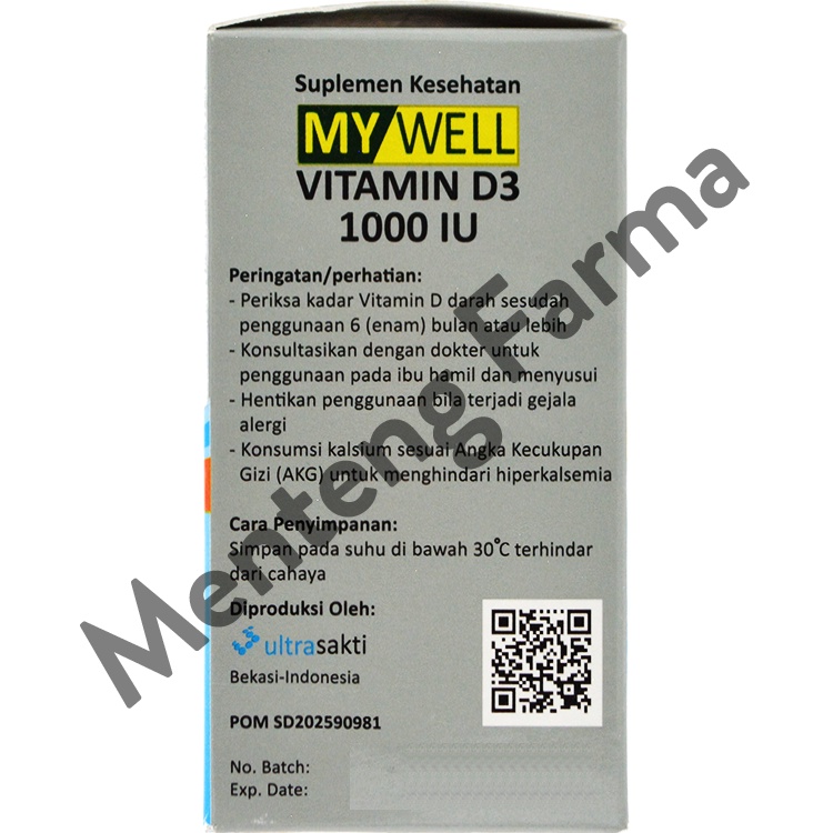 My Well Vit D3 1000 IU 20 Tablet - Suplemen Vitamin D 1000 IU