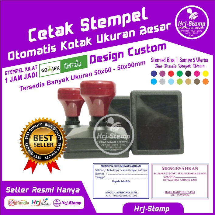 

Cetak Stempel Otomatis Ukuran Besar 50x60-50x90mm Stempel Warna Flash Design Custom