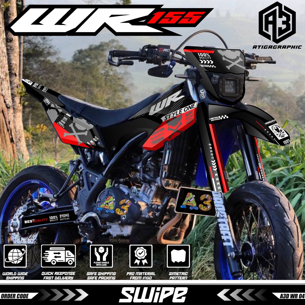 Decal WR 155 Full Body Bebas Custom variasi decal WR155 terbaru keren dekal wr hologram pelangi A3D 
