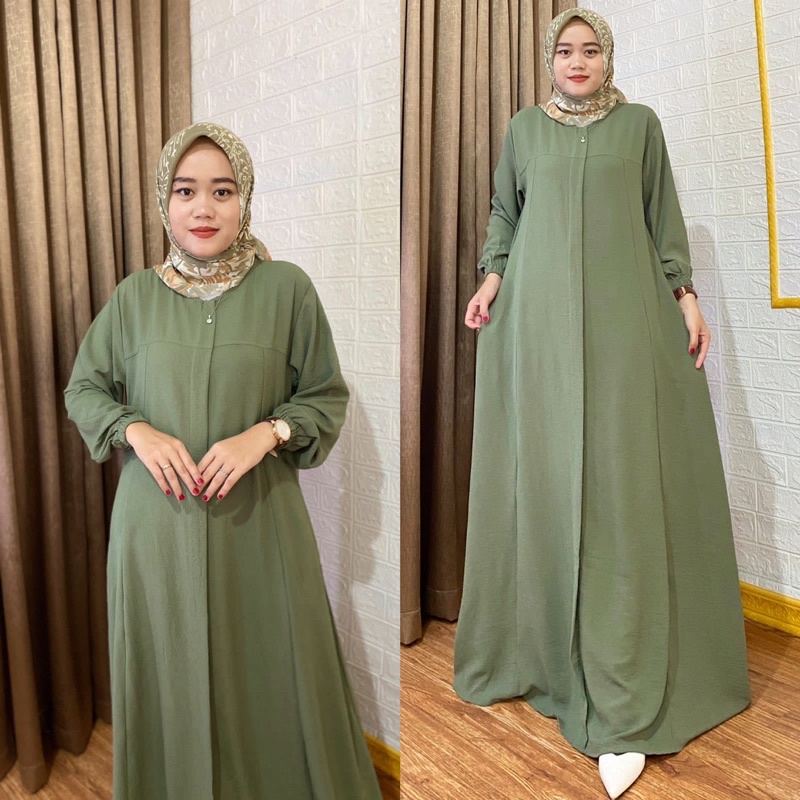 Dress Maryam, Bahan Crinkle airflow premium, LD 120 PB 140 SIZE JUMBO